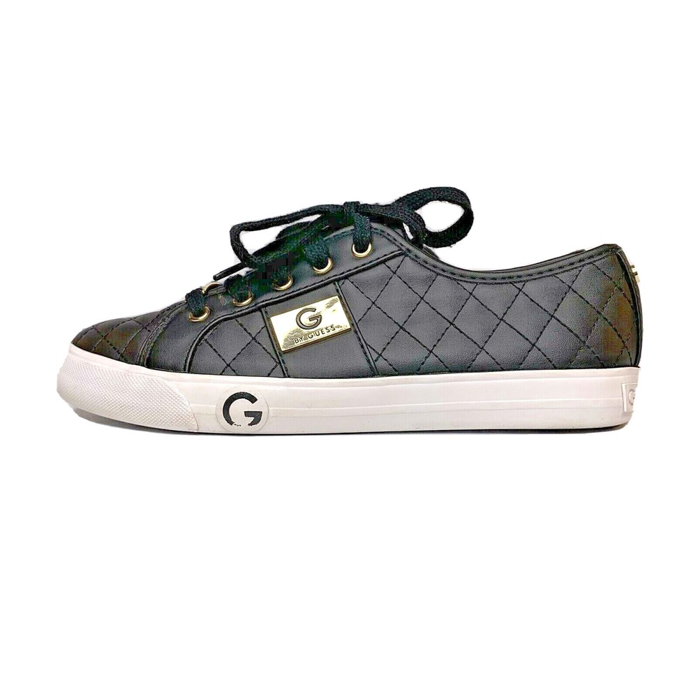 G By Guess Backer 2‎ Shoes Black Lace Up Quilted Fashion Sneakers Casual Sz 7 M